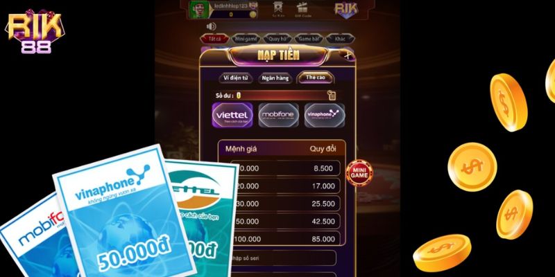 Nạp tiền rik88 bằng thẻ cào