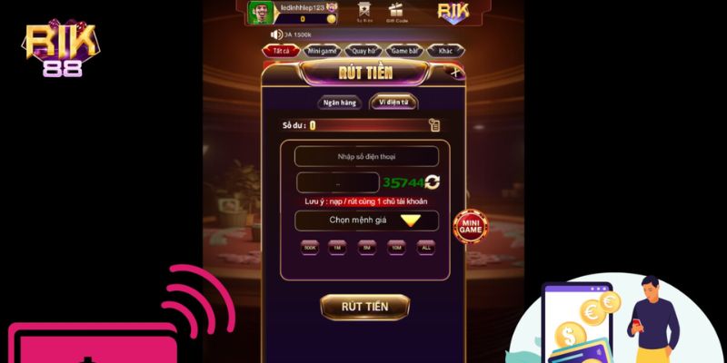 Rút tiền Rik88 dễ dàng