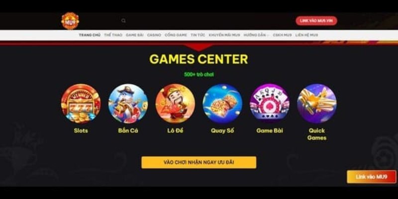 Kho game MU9 đa dạng, hấp dẫn